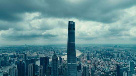 上海中心大厦城市高空俯瞰