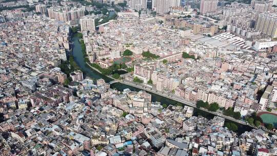 广东省广州市城市城中村航拍