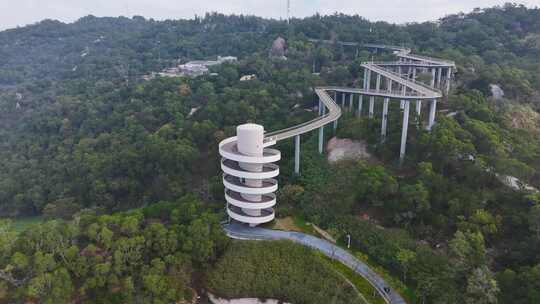 福建厦门观海山公园圆形栈道航拍