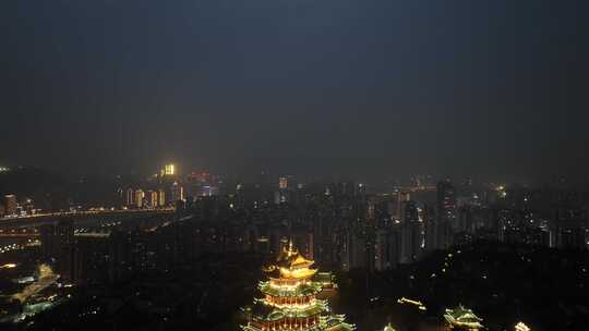 重庆鸿恩寺夜景航拍重庆夜景城市风光风景