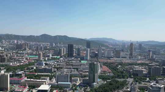 航拍济南城市天际线济南大景济南全景