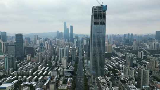 长沙五一大道冬天雪景航拍