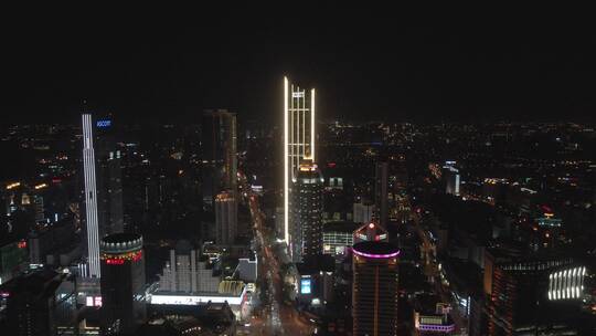 无锡市区三阳广场夜景航拍4K视频素材