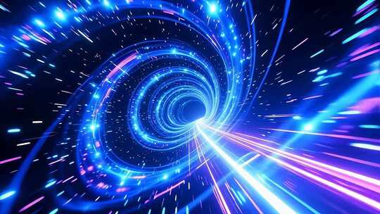 光速粒子冲击特效 穿梭时空片头 时光隧道
