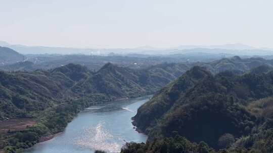 金山银山绿水青山山川河流航拍