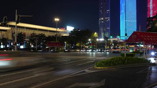 城市夜晚街景车流