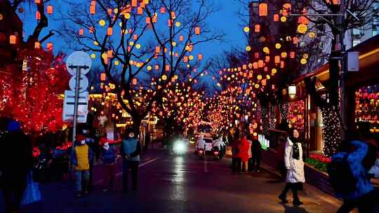 北京老街模式口古道春节灯会过年年味夜景