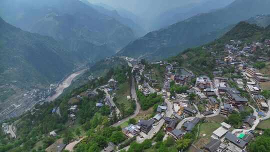 云南怒江大峡谷福贡县老姆登村航拍