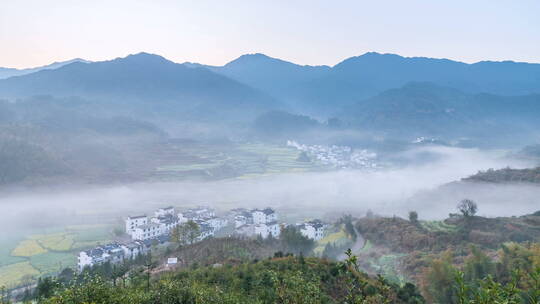 婺源美丽乡村风景清晨延时