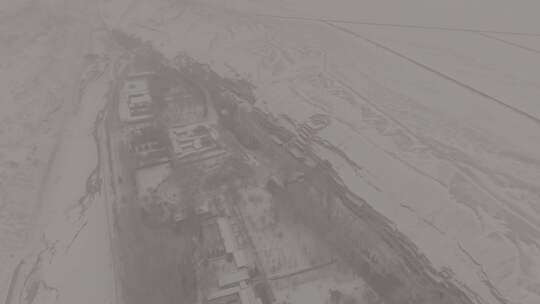 莫高窟冬季雪景航拍D-log视频素材模板下载