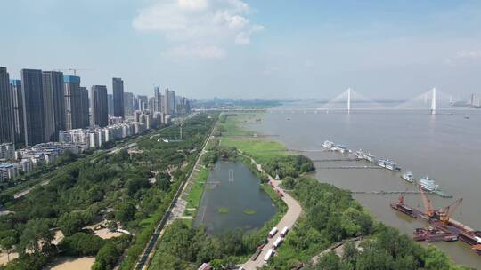 航拍湖北武汉城市风光旅游景点