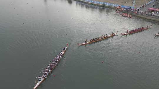 划龙舟龙舟比赛现场航拍
