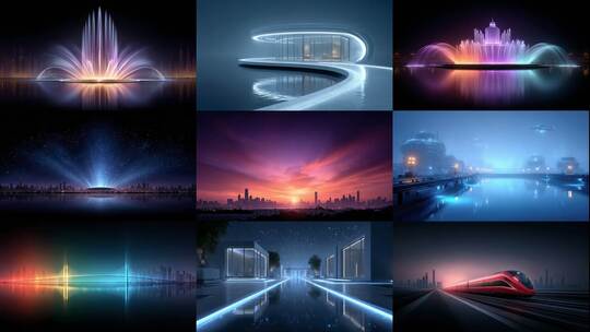 光影交织的城市律动，科技与自然的和谐共生高清在线视频素材下载