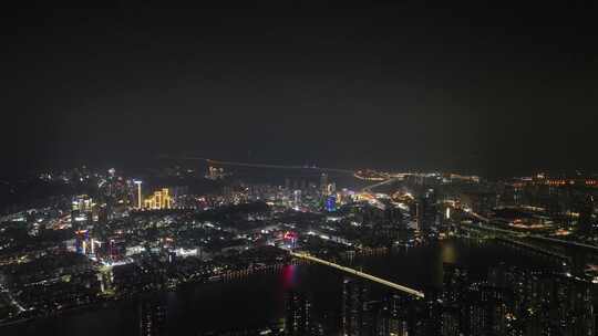 珠海航拍城市夜晚珠海夜景晚上城市建筑风光