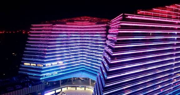 西安w酒店炫酷城市高楼夜景亮化两镜头