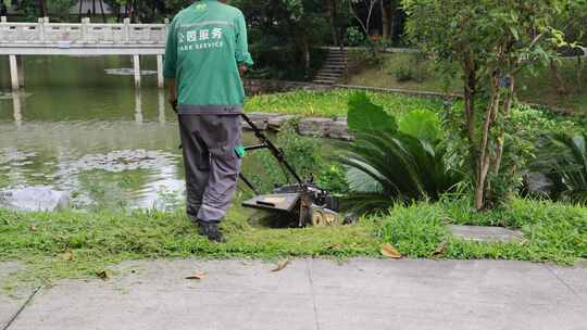 公园割草修剪草坪割草机修剪草坪