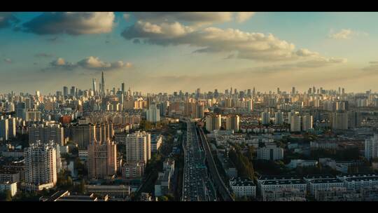 上海宝山-城市航拍 远眺陆家嘴视频素材模板下载