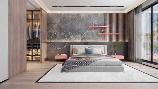 高端现代卧室样板间三维素材视频素材模板下载