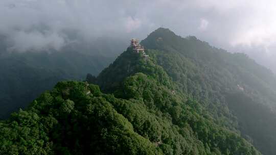 航拍陕西 西安 南五台景区 秦岭山脉