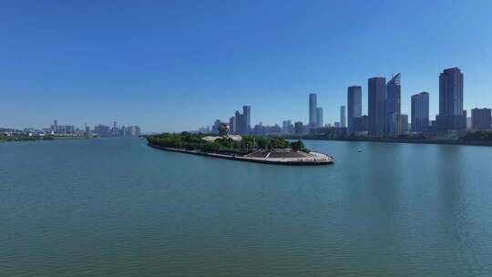长沙橘子洲景区橘子洲大气航拍