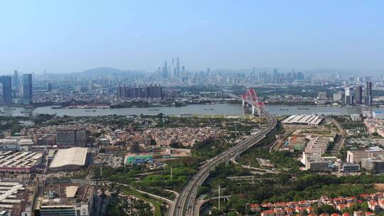 广州新光大桥航拍视频素材模板下载