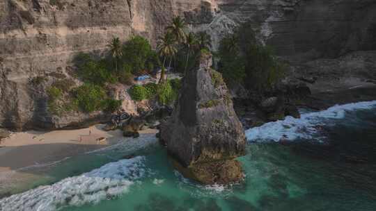 HDR印尼佩尼达岛钻石海滩航拍岛屿风光