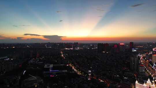 航拍四川泸州晚霞夜景