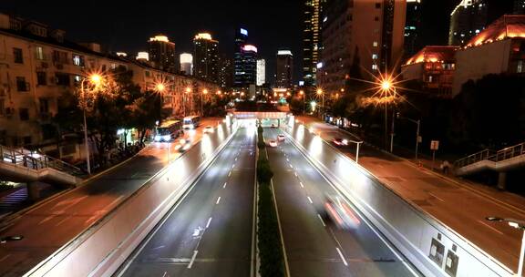 上海夜晚城市交通延时