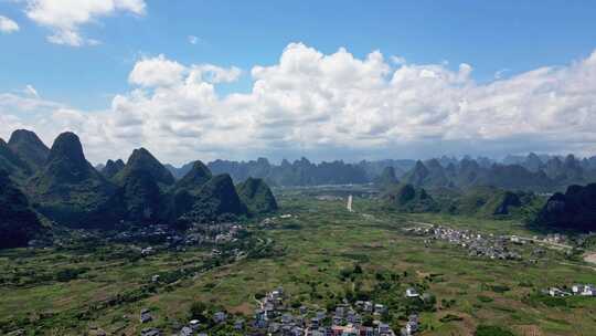 航拍桂林喀斯特地貌山峰山脉