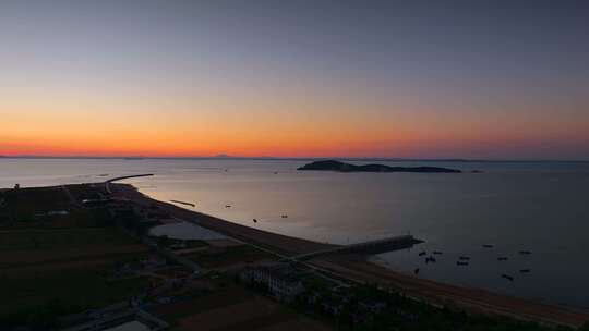 航拍海上日落 日落 夕阳 海边日落