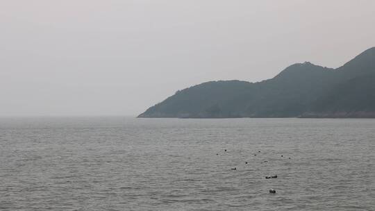 阴天海平面和海岛画面