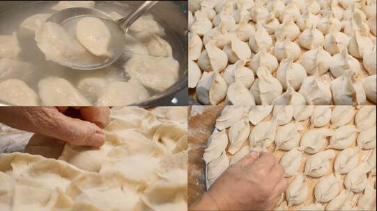 冬至—年夜饭—包饺子煮饺子全过程视频素材模板下载