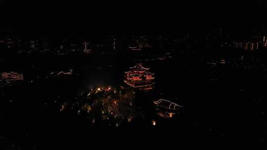 杭州风光城隍阁城区过年夜景