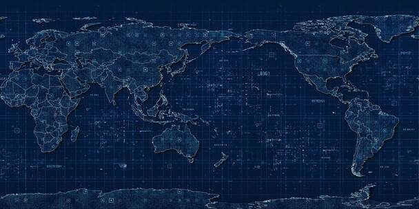 科技世界地图-球形屏幕地图
