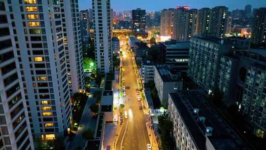 城市市区夜晚夜景车流航拍城市风景视频素材视频素材模板下载