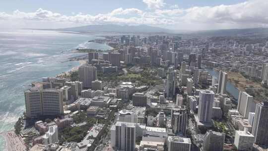 夏威夷檀香山市鸟瞰图