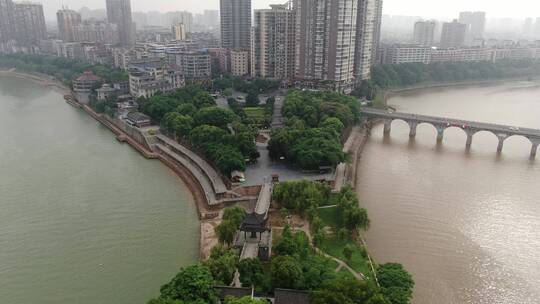 航拍湖南衡阳石鼓书院