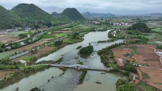 贵州安顺小河湾美丽乡村旅游景区航拍风光