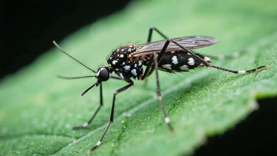 叶上蚊子微距画面