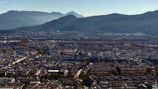 航拍丽江古城城市建筑