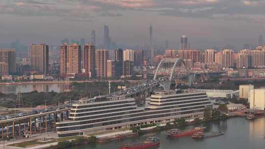 中国广东省广州市荔湾区东沙东洛围码头视频素材模板下载