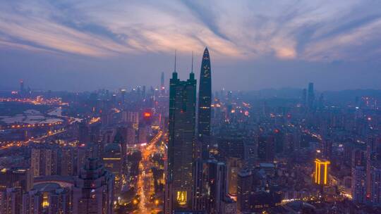 深圳京基一百_地王大厦_城市夜景航拍延时4K