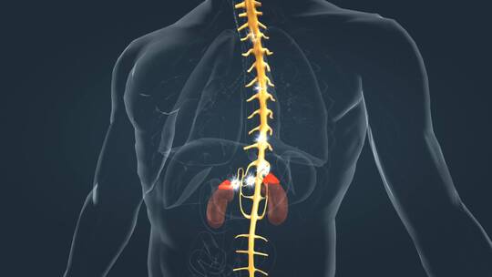 医学人体器官肾脏内分泌系统肾上腺三维动画