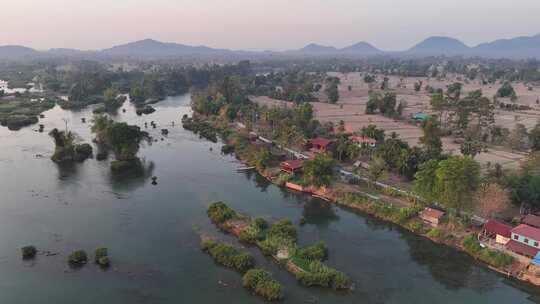 老挝四千美岛湄公河畔风光