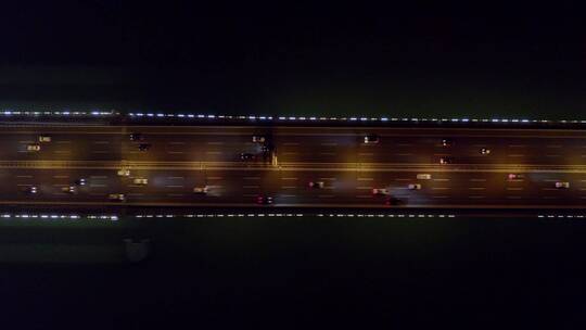 杭州之江大桥夜景航拍俯拍