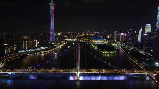 广州猎德大桥夜景车流