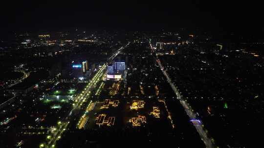 航拍河南许昌夜景许昌大景