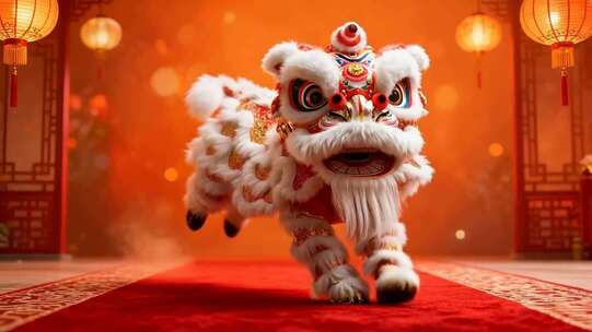 舞狮表演喜庆场景