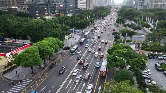 深圳深南中路傍晚航拍