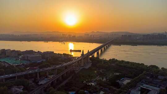 南京长江大桥日落